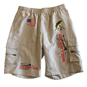 Skeeter Fishing‎ Boats Shorts Mens XL Tan Zip Cargo Pocket Bass USA Lightweight